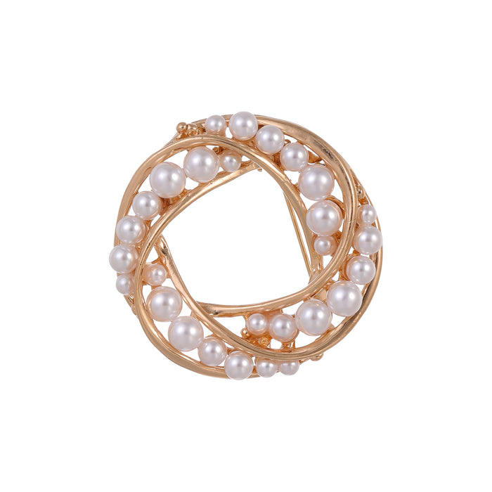 Floral Wreath Wreath Pearl Look Metal Brooch Pin for Jackets and Lapels