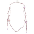 Purple Flower Layered Pearl Drop Statement Necklace view 5