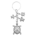 Antique Silver Sea Turtle Family Metal Keychain Charm view 5