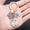 Blue or Pink Butterfly Flower and Mothers Day Keychains view 1