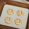 Polished Gold U-Shape Geometric Hoop Earrings Smooth Metal Finish view 2