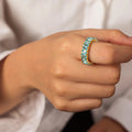 Gold Open Rings Multicolor Zircon Baguette and Oval Bands view 9