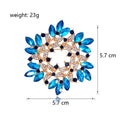 Blue Floral Wreath Openwork Crystal Two Designs Metal Brooch Pin view 2