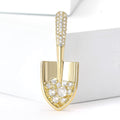 Gold Silver Crystal Pave Shovel Tool Rhinestone Brooch view 2