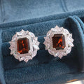Rectangular Center Floral Halo Stud Earrings In Four Colors view 8