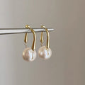 Gold And Silver Tone Open Hoop Earrings With Pearl Like Drops view 6