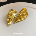 Crinkled Leaf Stud Earrings in Gold and Silver Tones view 4