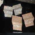 Crystal Mesh Layered Square Earrings with Polished Metal Tone Details view 2