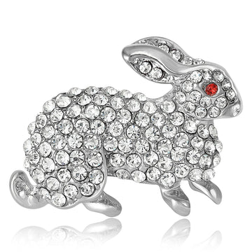 Rhinestone Rabbit Brooch Decorative Metal Pin For Jackets And Lapels