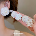 White Floral And Pearl Effect Stud Earring Set Jewelry view 2