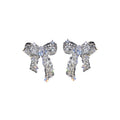 Silver Crystal Bow Pearl Necklace Ear Clip Stud Four Styles view 5