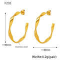 Twisted C Shape Hoop Earrings Gold Steel Three Styles view 7