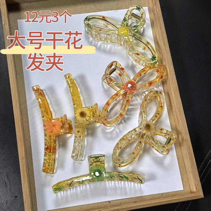 Clear Resin Dried Flower Hair Claw Clips Small Medium Large