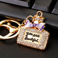 Jeweled Perfume Bottle Keychains with Pink or Purple Enamel Bows view 7