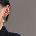 Silver Geometric Square Rhinestone Drop Earrings Clear Crystal view 3