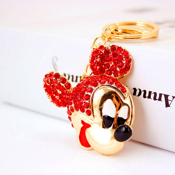 Cute Rhinestone Mouse Zodiac Animal Keychain Bag Charm for Women
