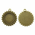 Sunflower Round Cabochon Pendant Tray in Two Finishes view 2