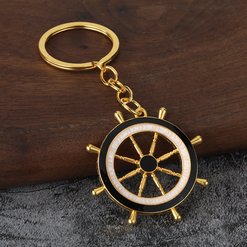 Nautical Anchor and Ship Wheel Zinc Alloy Keychain Pendant