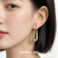 Gold U Shape Pave Crystal Geometric Hoop Earrings Pair view 2