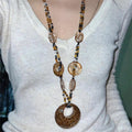Long Beaded Necklace Resin Animal Print Pendant Three Styles view 4