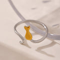Stainless Steel Cat Silhouette Open Adjustable Rings Size 7 view 2