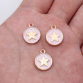 Gold Tone Round Star Enamel Pendant Charms in Five Colors view 6