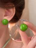 Glossy Round Bead Stud Earrings in Seven Bright Colors view 11