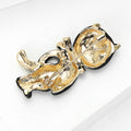 Black Cat Brooch with Crystal Collar and Curled Tail view 4
