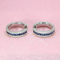 Colored Stone Triple-Row Hinged Hoop Earrings In Four Colors view 3
