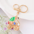 Rhinestone Swan Baby Carriage Keychain Gold Tone Four Colors view 8