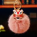 Lion Dance Head Faux Fur Pom Keychains in Seven Bright Colors view 8
