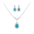 Silver Teardrop Crystal Pendant Necklace Earring Sets view 5
