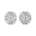 Geometric Clear Crystal Cluster Stud Earrings with Polished Metal Tone Details view 5