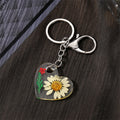 Silver Tone Heart Pressed Flower Resin Keychains in Five Designs view 3