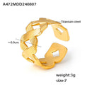 Gold Titanium Steel Lattice Open Adjustable Textured Band Ring view 6