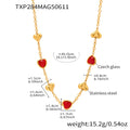 Gold Stainless Steel Heart Czech Glass Necklace Bracelet Earrings view 6