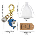 Blue Dolphin Pearl Rhinestone Enamel Keychain Clasp view 2
