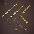 Gold Stainless Steel Star Tassel Drop Earrings Two Model Styles view 4
