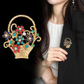 Gold Tone Flower Basket Metal Brooch Pin for Jackets and Lapels view 3