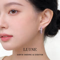 Silver Tone Pink Crystal Double Layer C Hoop Earrings view 2