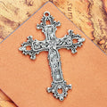 Ornate Floral Cross Metal Pendant Charm For Jewelry Making view 2