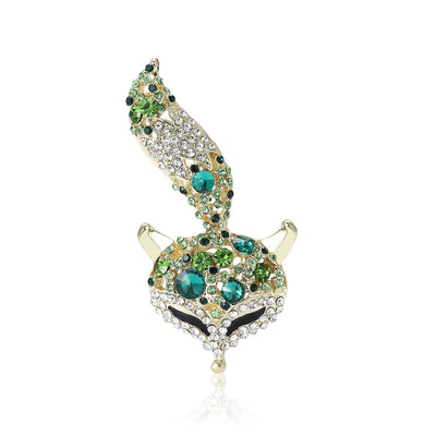 Crystal Fox Brooch on white background