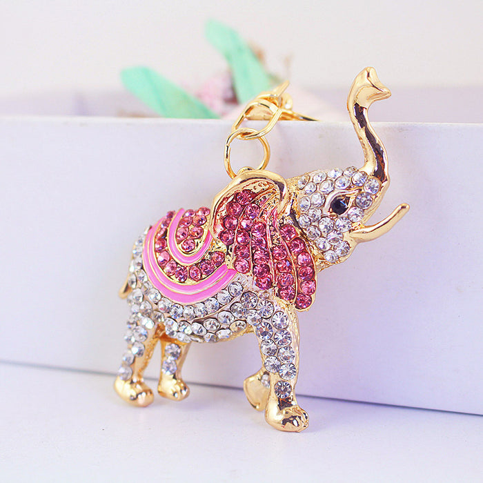 Rhinestone Long Nose Elephant Keychain Animal Bag Charm Gift