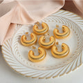 Ribbed U-Shape Chunky Hoop Stud Earrings Gold Or Steel view 2
