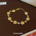 Ribbed Flower Zircon Link Bracelet Gold Silver 2 Colors view 4