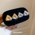 Silver Tone Crystal Open Triangle Geometric Stud Earrings view 3