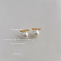 Gold Bar Pearl Stud Earrings in Three Pearl Colors view 4