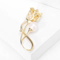 Tulip and Pearl Brooch in Gold and Silver Tone Decorative Lapel Accessory view 3