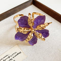 Gold Enamel Flower Cuff Bangles Open Rings Stud Earrings view 11