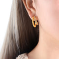 Double Hoop Crystal Earrings in Red Clear or Pearl Styles view 8